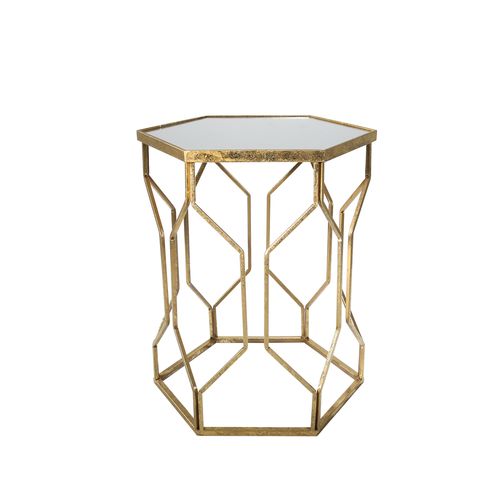 Sagebrook - Hexagon Mirrored Gold Accent Table Set