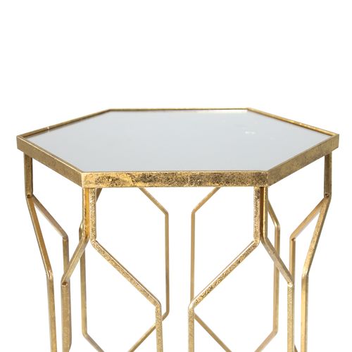 Sagebrook - Hexagon Mirrored Gold Accent Table Set