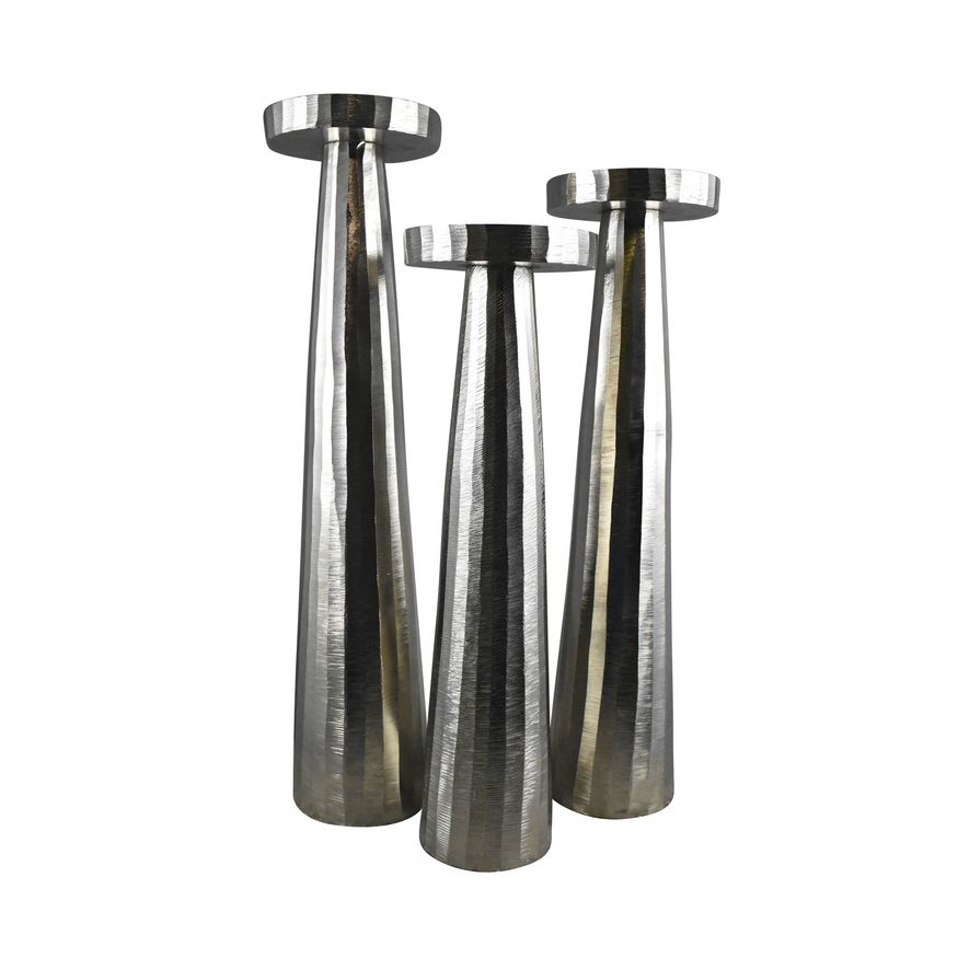 Sagebrook - 20" Aluminum Pillar Holder in Silver