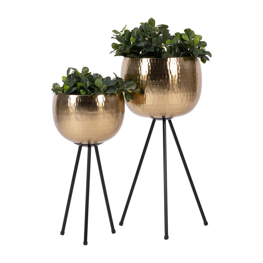 Sagebrook™ 26"/22" Iron Hammered Bowl Planters (Set Of 2) - Gold/Black