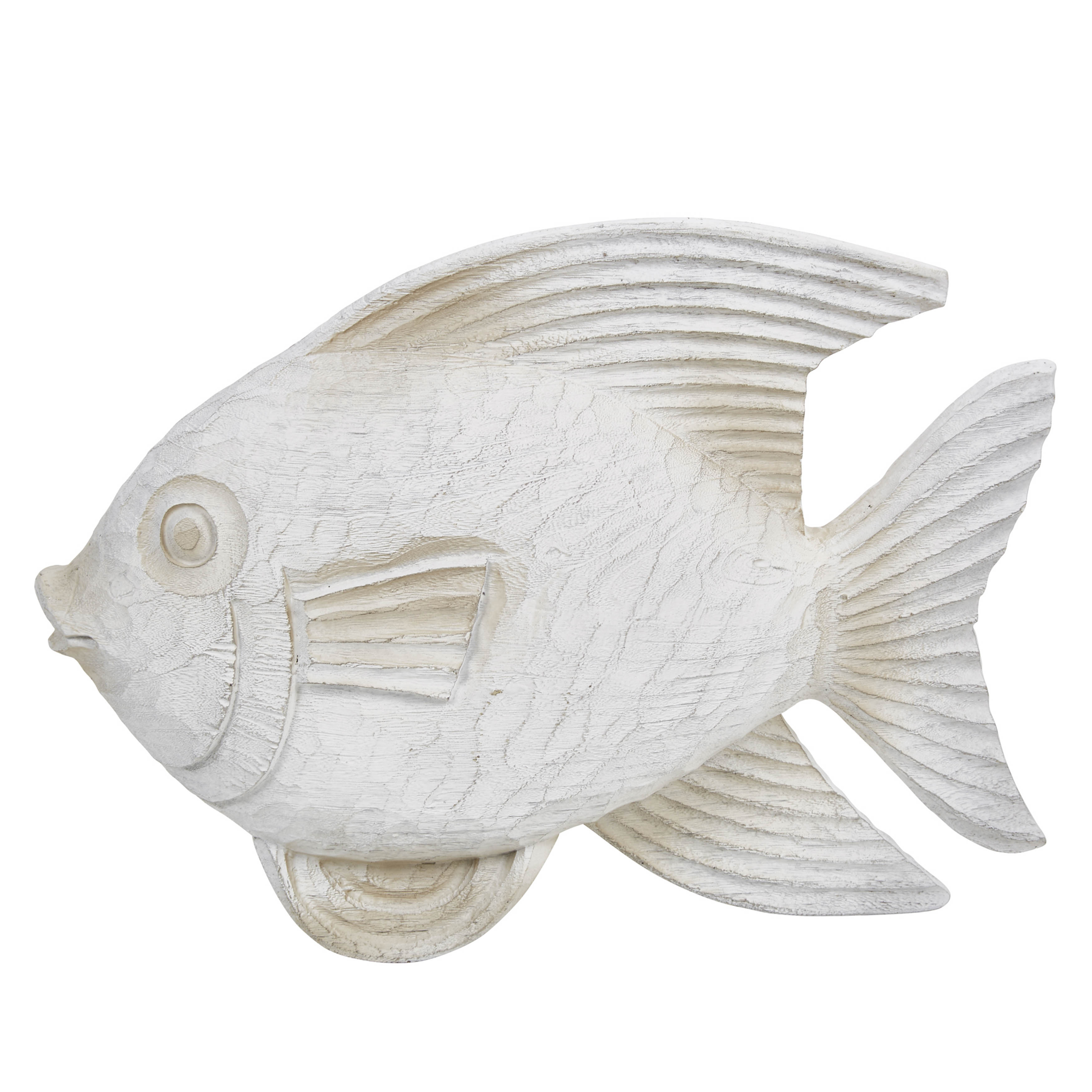 Sagebrook 14" Resin Fish Figurine - White Wash