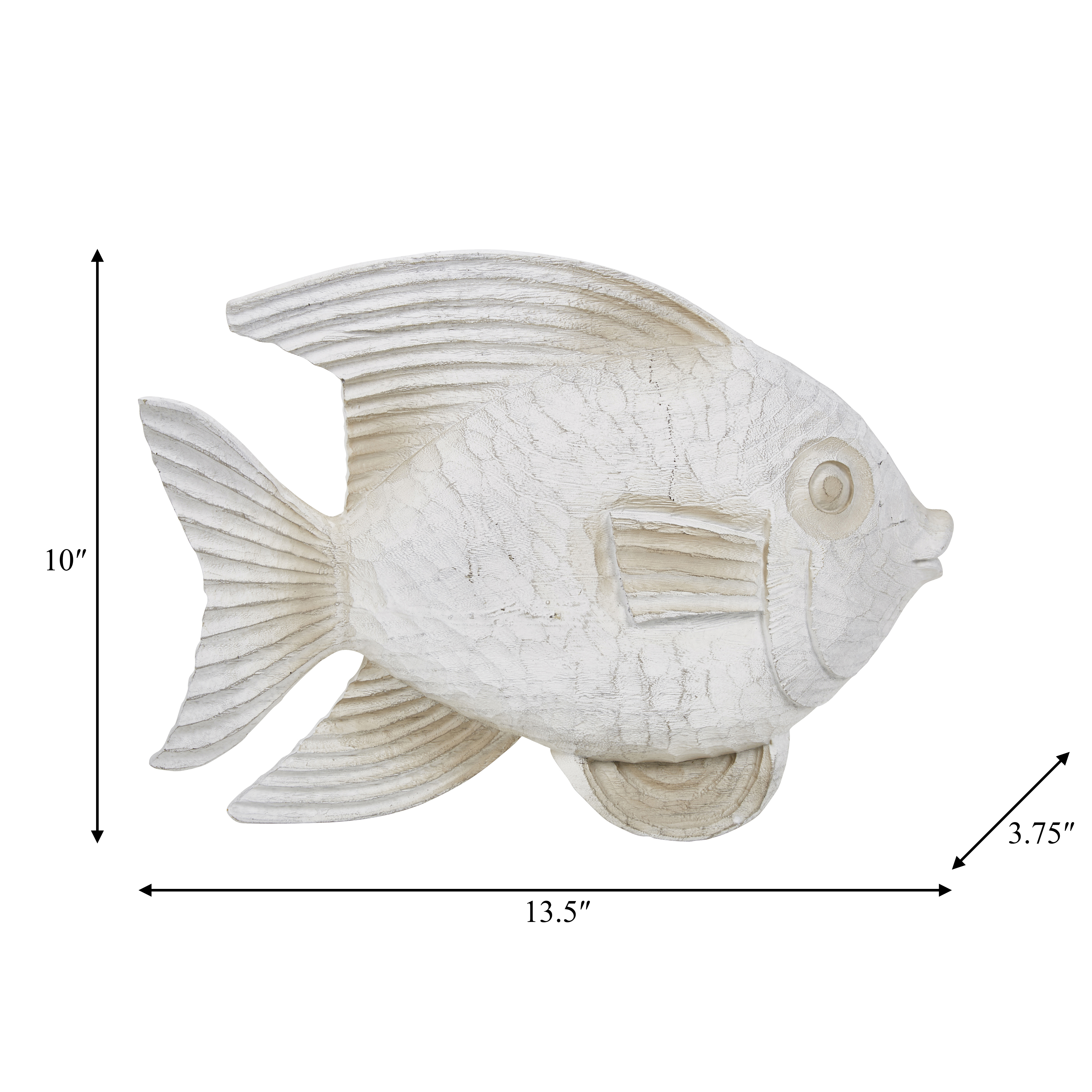 Sagebrook 14" Resin Fish Figurine - White Wash