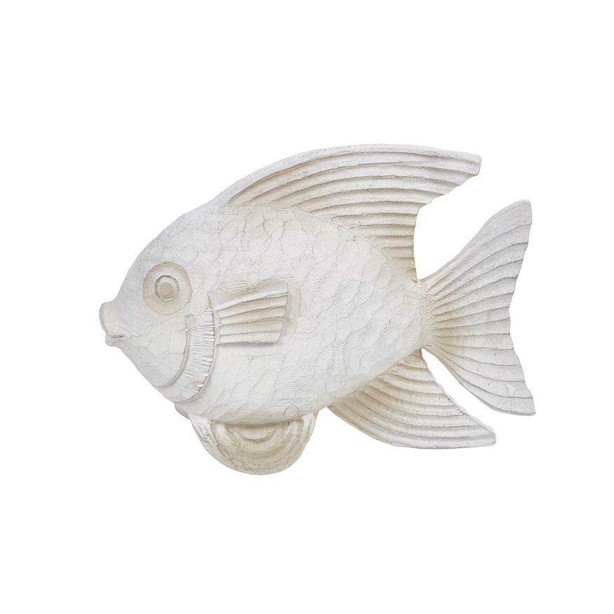 Sagebrook 10" Resin Fish Figurine - White Wash