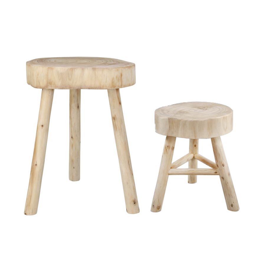 Sagebrook Wooden Stool - Natural