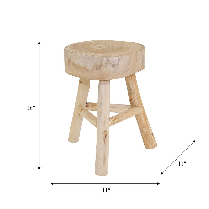 Sagebrook Wooden Stool - Natural