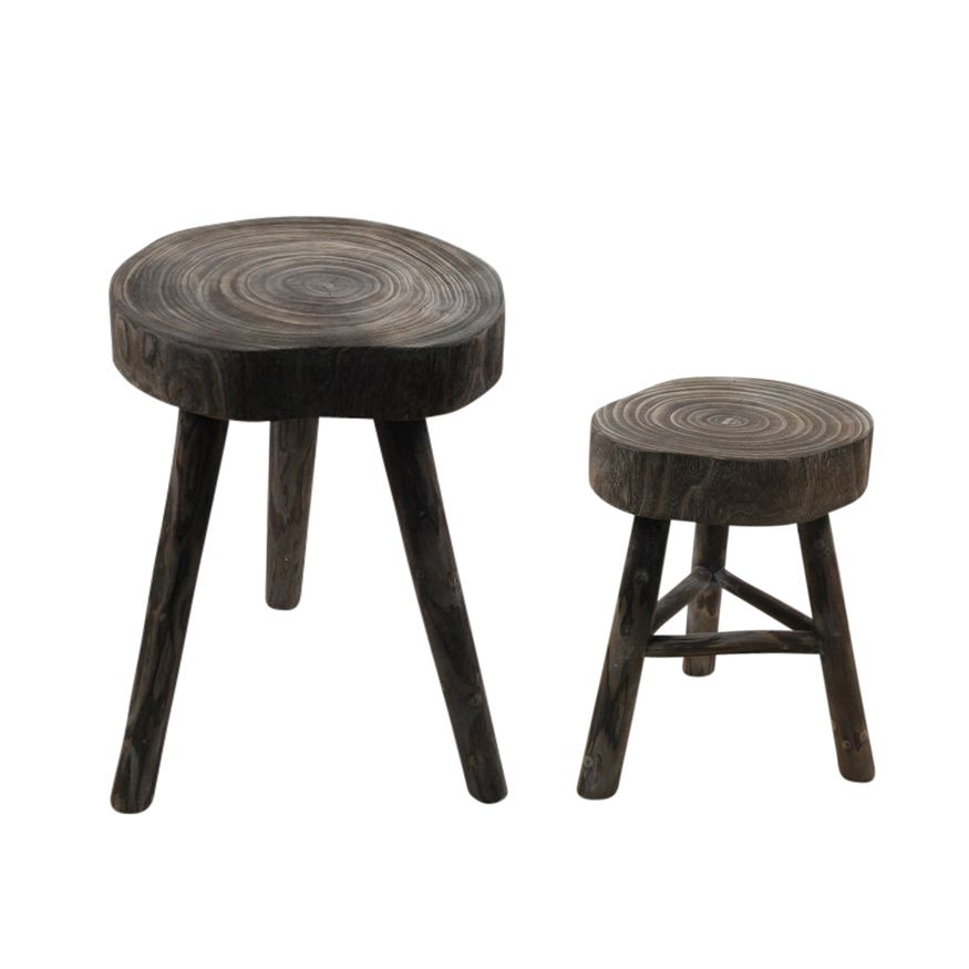 Sagebrook Wooden Stool - Gray