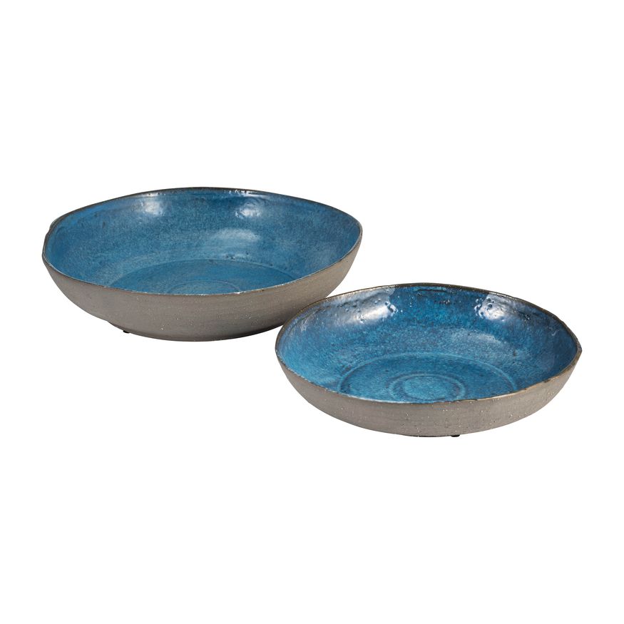 Sagebrook - 12"/15" Ceramic Bowls (Set Of 2) in Blue