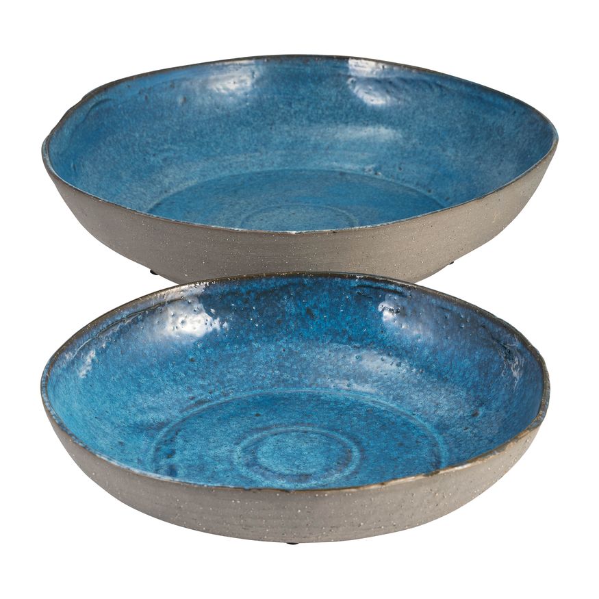 Sagebrook - 12"/15" Ceramic Bowls (Set Of 2) in Blue