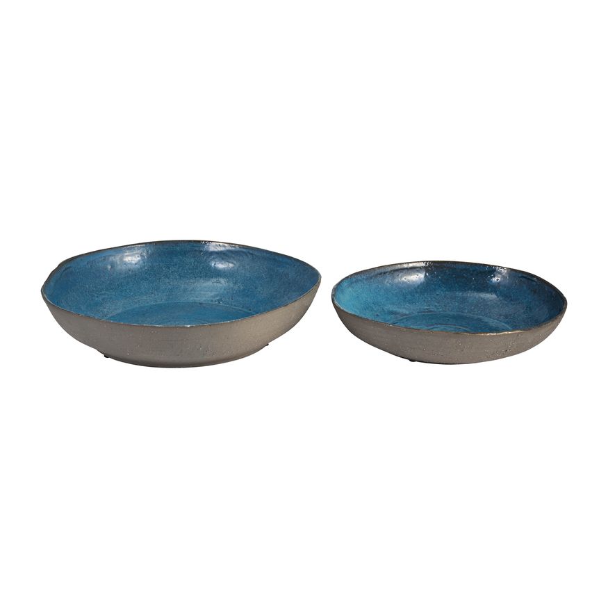 Sagebrook - 12"/15" Ceramic Bowls (Set Of 2) in Blue