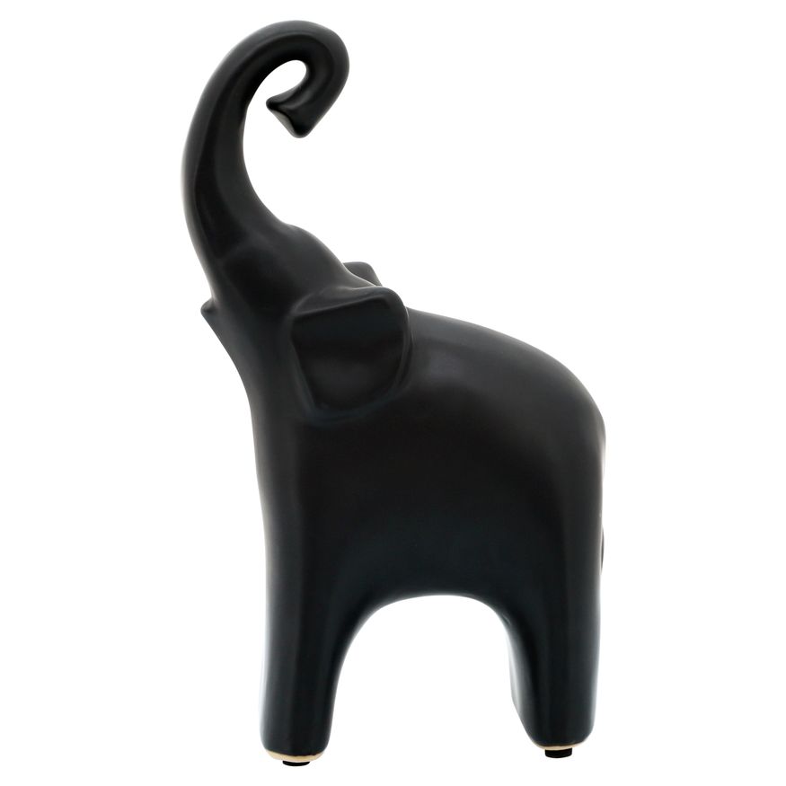 Sagebrook 6"x11" Ceramic Elephant - Matte Black