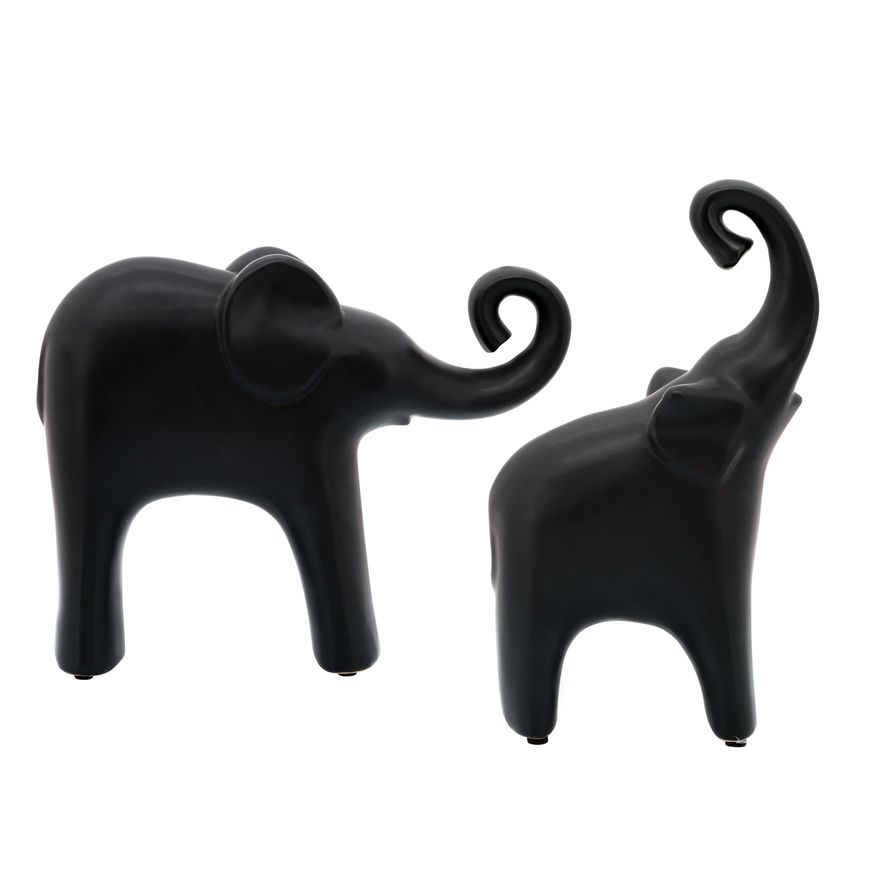 Sagebrook 6"x11" Ceramic Elephant - Matte Black