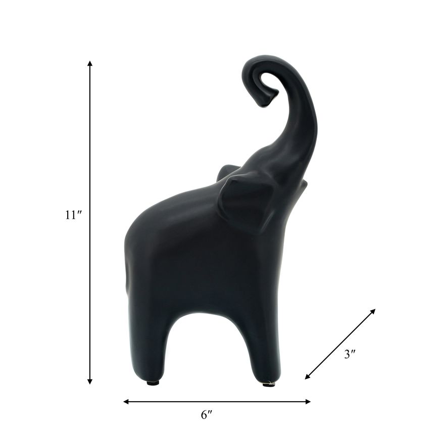 Sagebrook 6"x11" Ceramic Elephant - Matte Black