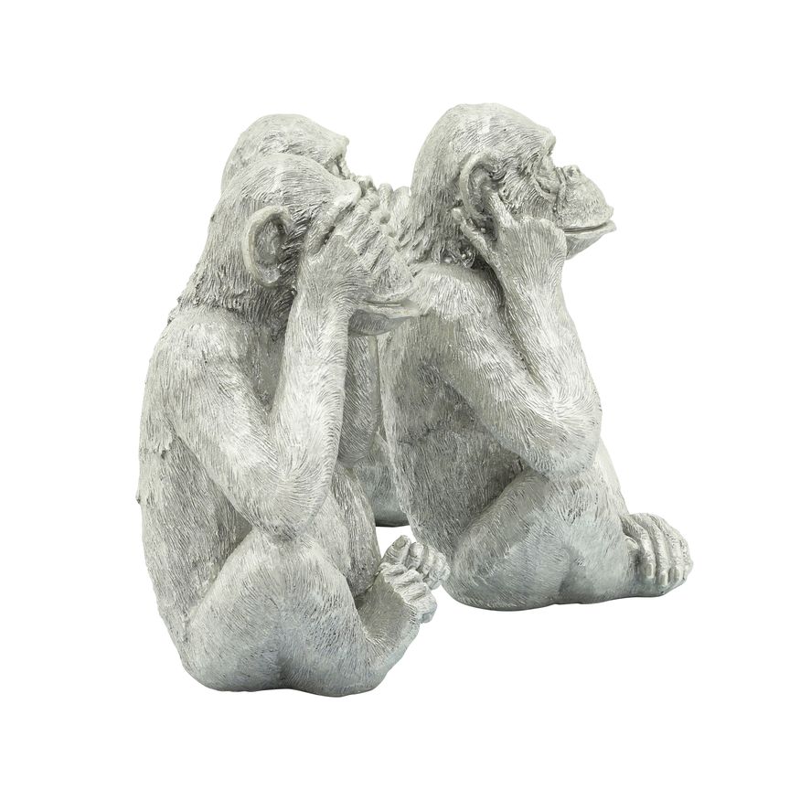 Sagebrook - Polyresin Hear No, See No Speak, No Monkeys (Set Of 3) in Silver