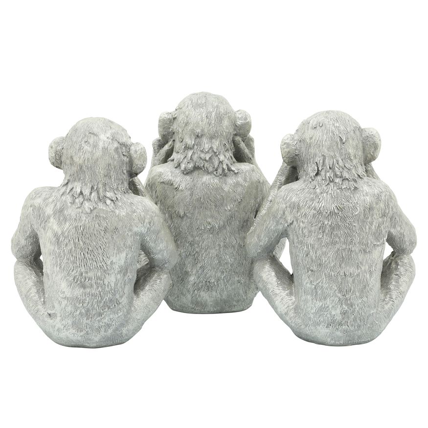 Sagebrook - Polyresin Hear No, See No Speak, No Monkeys (Set Of 3) in Silver