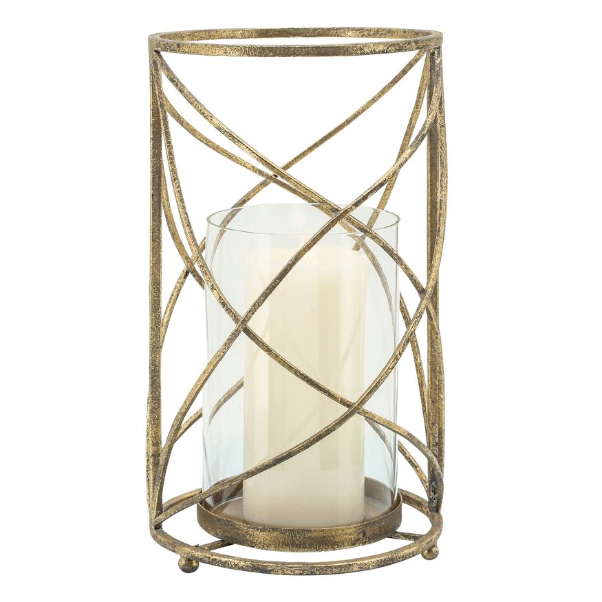 Sagebrook 13" Metal Hurricane Candle Holder - Gold