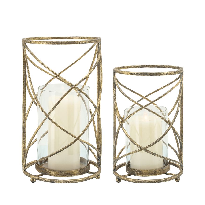 Sagebrook 13" Metal Hurricane Candle Holder - Gold