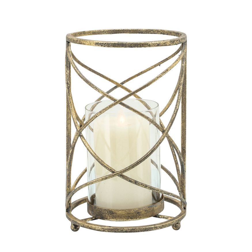 Sagebrook 10" Metal Hurricane Candle Holder - Gold