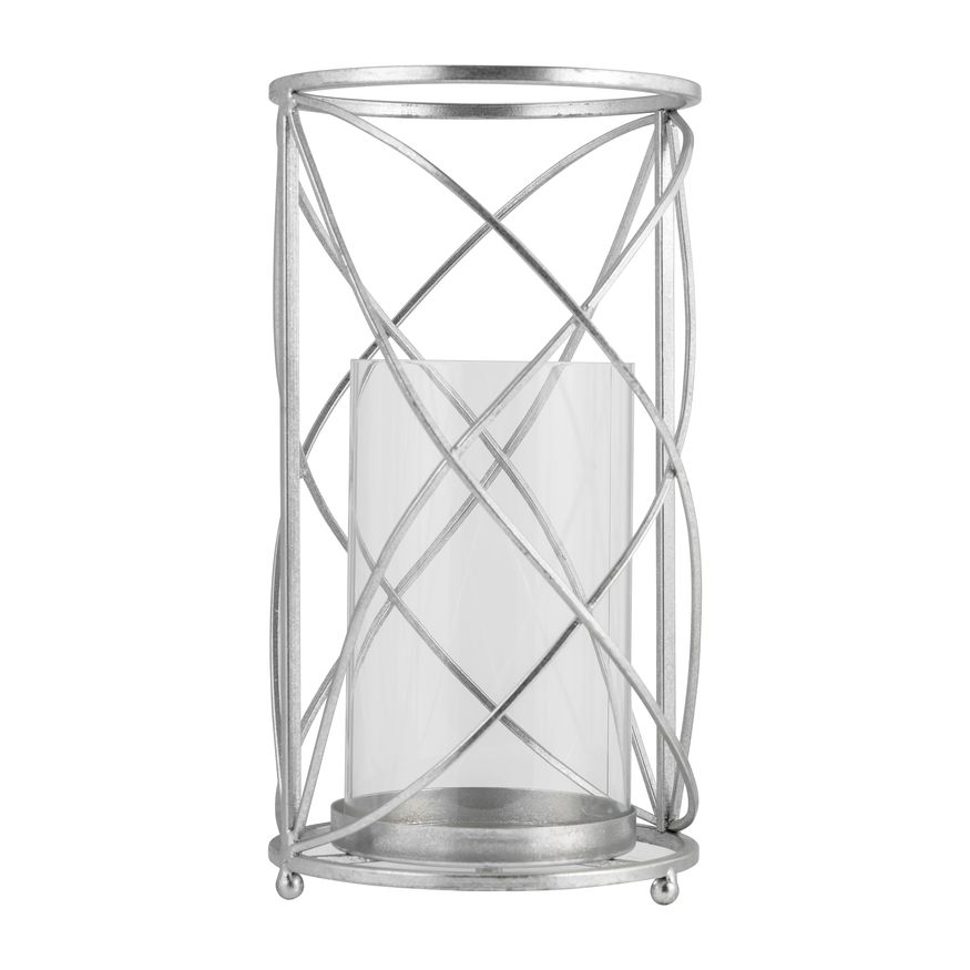 Sagebrook 13" Metal Hurricane Candle Holder - Silver