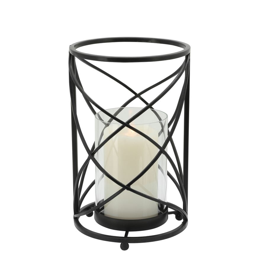 Sagebrook 10" Metal Hurricane Candle Holder - Black