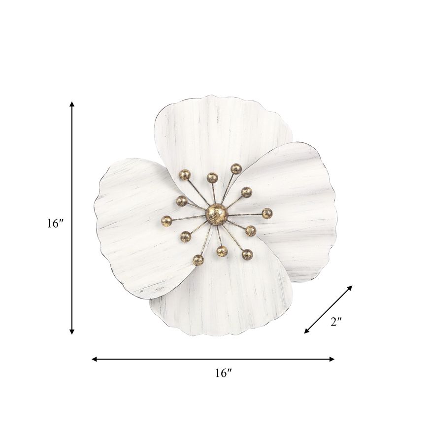 Sagebrook Metal Wall Flower - White