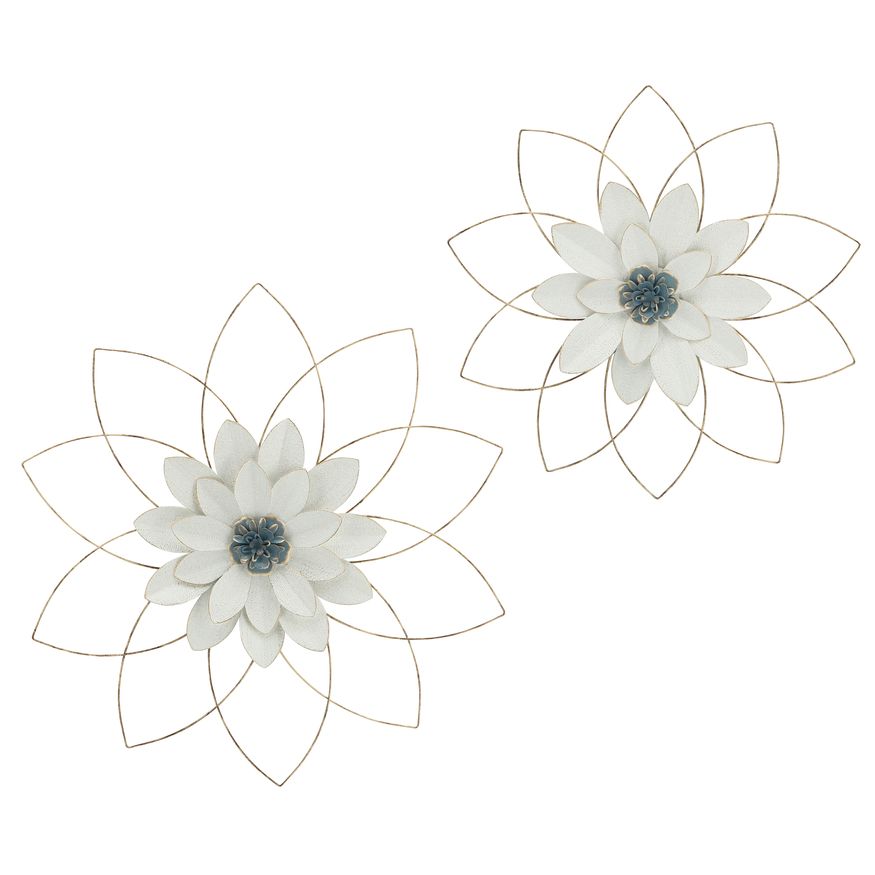 Sagebrook - Metal Wall Flower in White/Blue