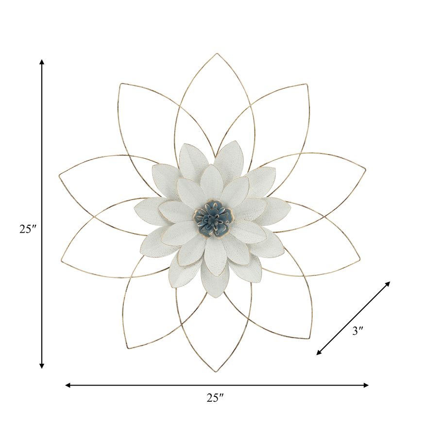 Sagebrook - Metal Wall Flower in White/Blue