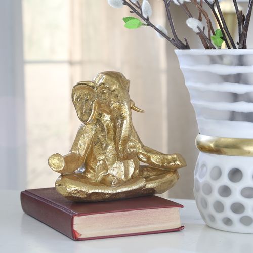 Sagebrook™ 8" Polyresin Meditating Elephant - Gold