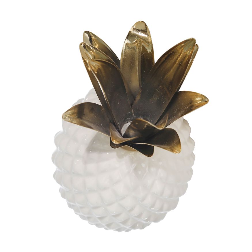 Sagebrook - 11" Ceramic/Metal Pineapple in White