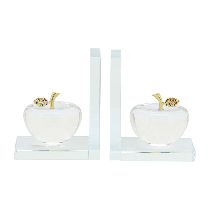 Sagebrook - Crystal Apple Bookends (Set Of 2) in Clear