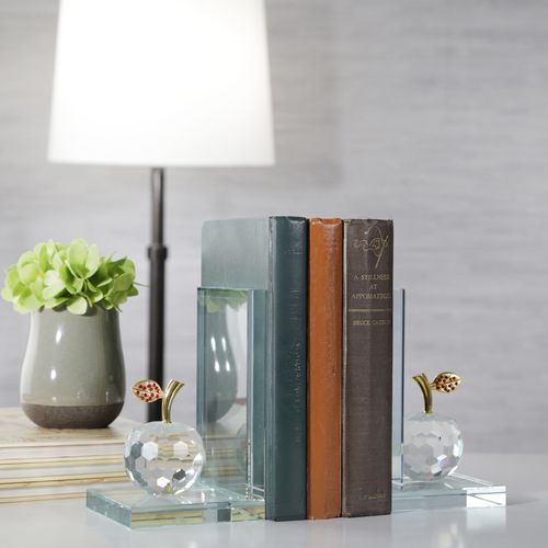 Sagebrook - Crystal Apple Bookends (Set Of 2) in Clear