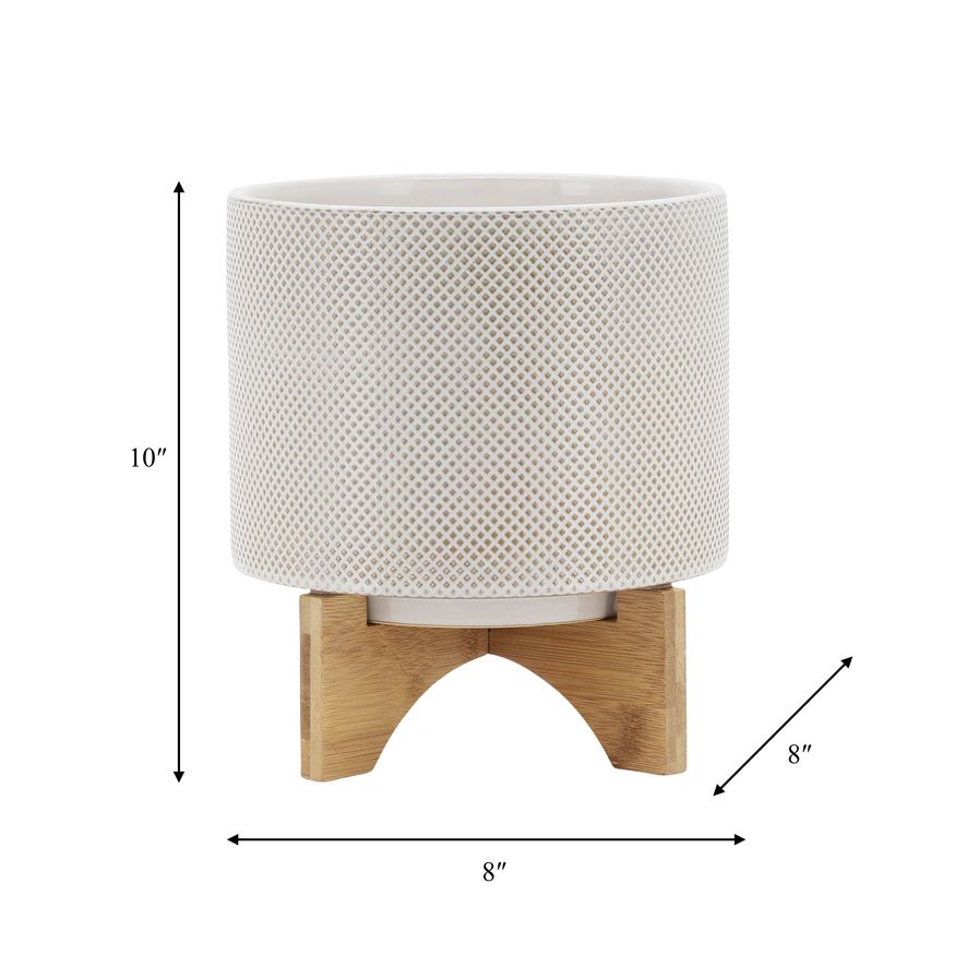 Sagebrook™ 8" Ceramic Planter On Stand - White/Tan