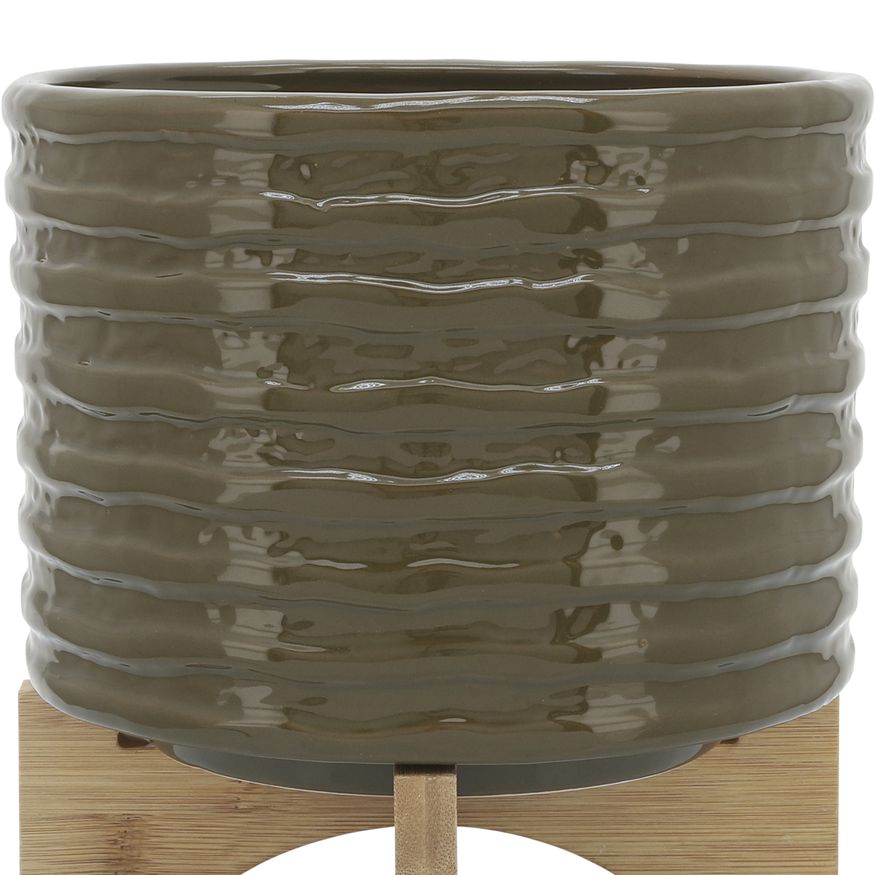 Sagebrook™ 8" Ceramic Textured Planter With Stand - Olive