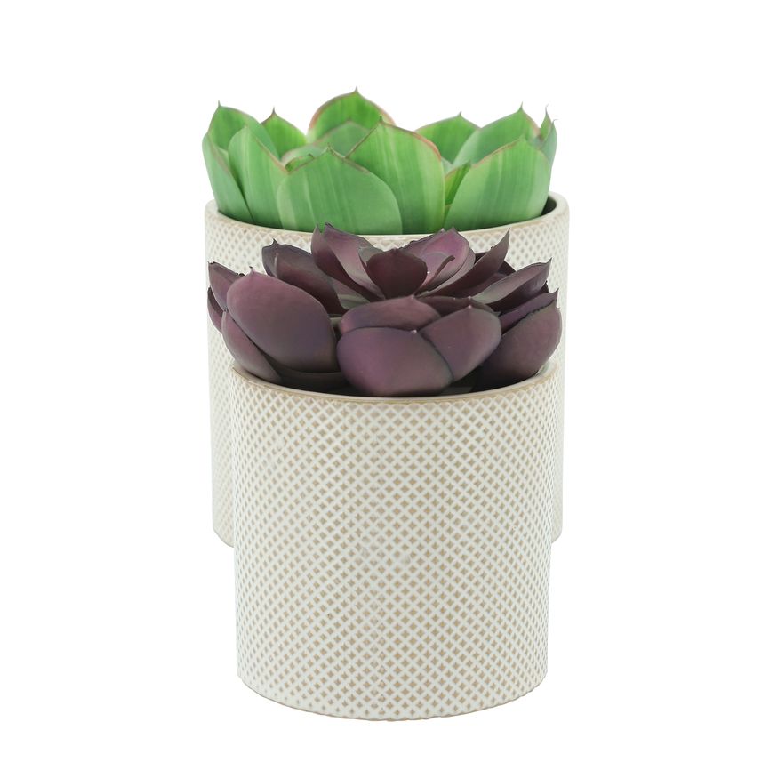 Sagebrook - 7"/5" Ceramic Planters (Set Of 2) in White/Tan