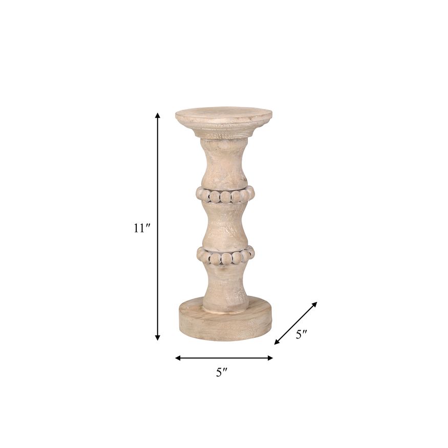 Sagebrook 11" Wooden Antique Style Candle Holder - Beige