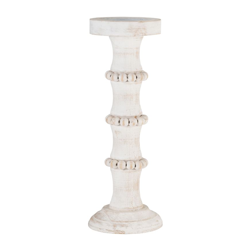 Sagebrook 14" Wood Antique Style Candle Holder - White