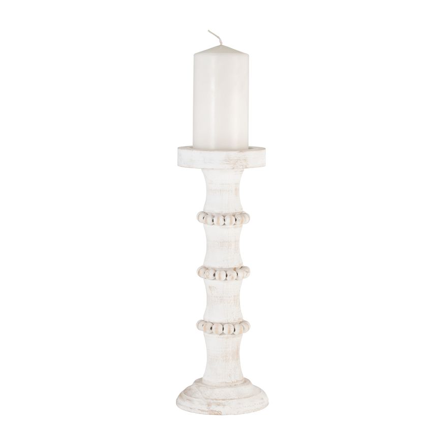 Sagebrook 14" Wood Antique Style Candle Holder - White