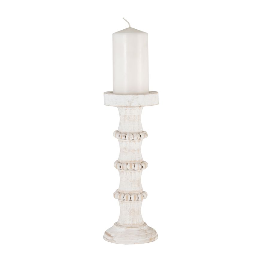 Sagebrook 13" Wood Antique Style Candle Holder - White