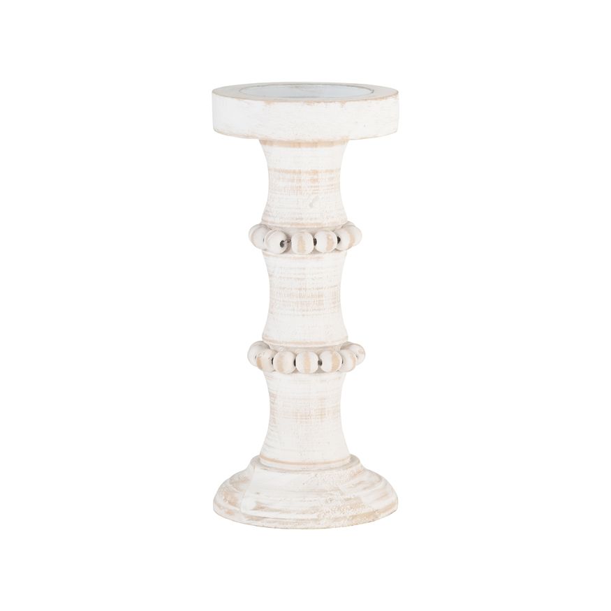 Sagebrook 11" Wood Antique Style Candle Holder - White