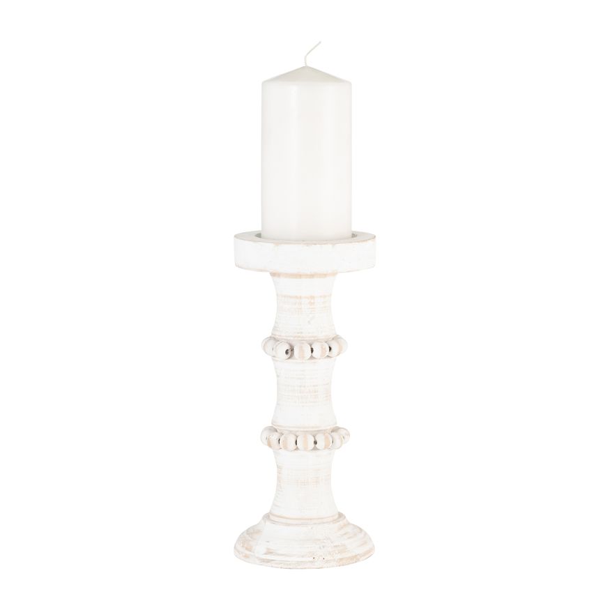 Sagebrook 11" Wood Antique Style Candle Holder - White