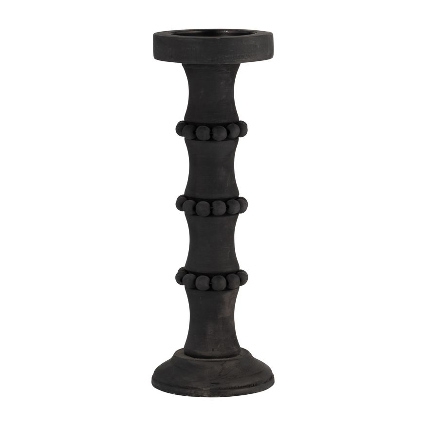 Sagebrook 14" Wood Antique Style Candle Holder - Black