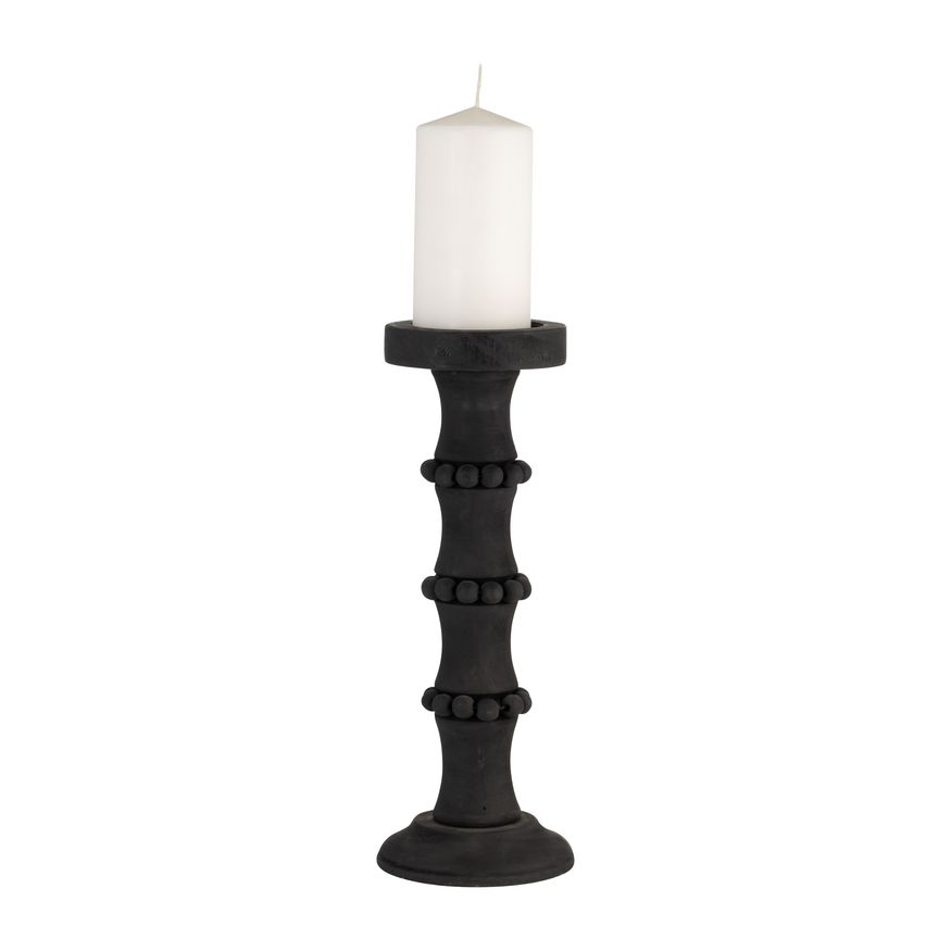 Sagebrook 14" Wood Antique Style Candle Holder - Black