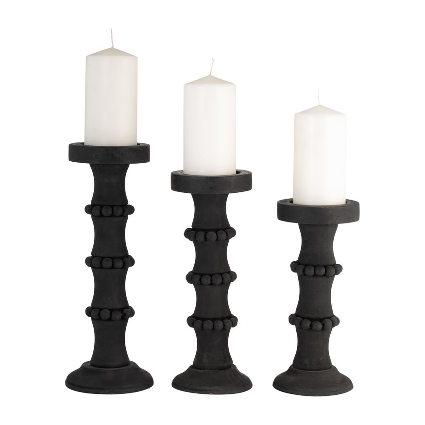 Sagebrook 14" Wood Antique Style Candle Holder - Black