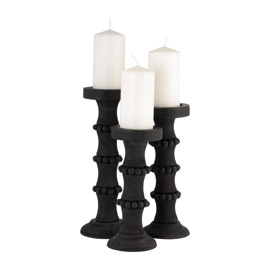 Sagebrook 14" Wood Antique Style Candle Holder - Black