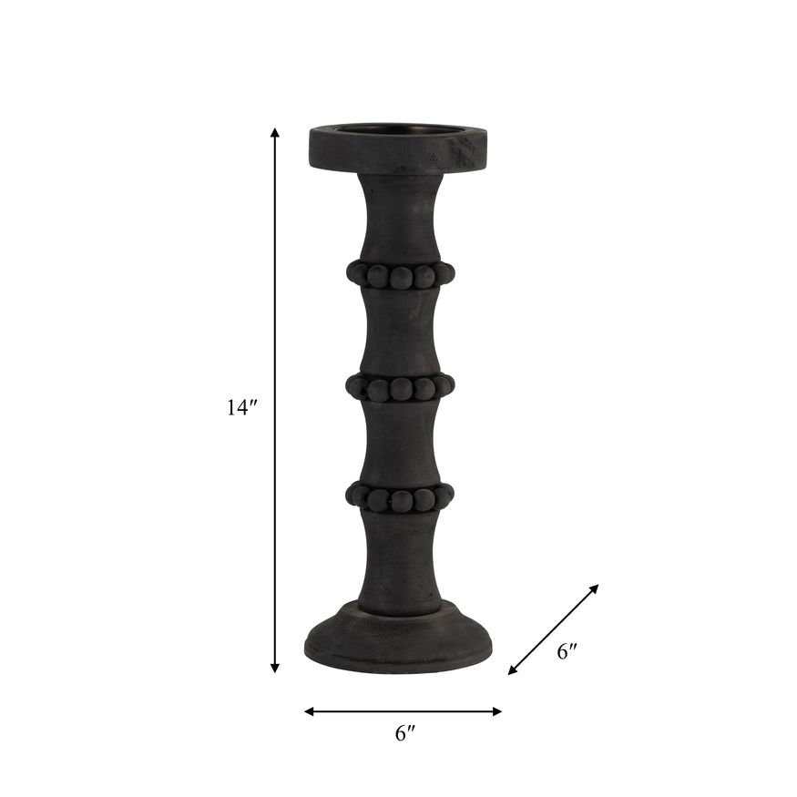 Sagebrook 14" Wood Antique Style Candle Holder - Black