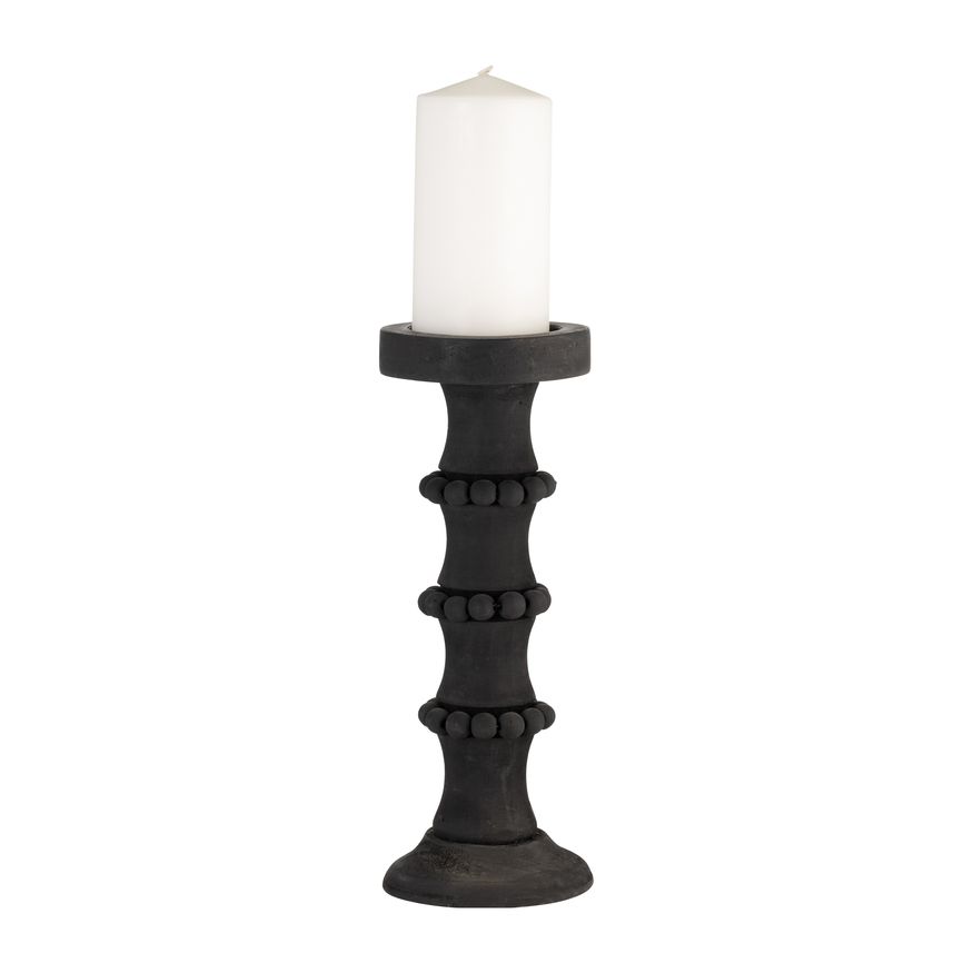 Sagebrook 13" Wood Antique Style Candle Holder - Black