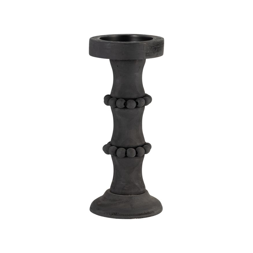 Sagebrook 11" Wood Antique Style Candle Holder - Black