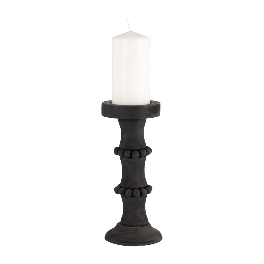 Sagebrook 11" Wood Antique Style Candle Holder - Black