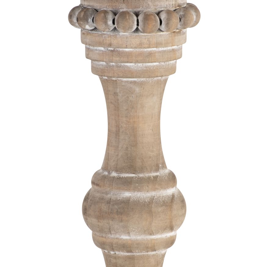 Sagebrook 14" Wood Banded Bead Candle Holder - Antique White