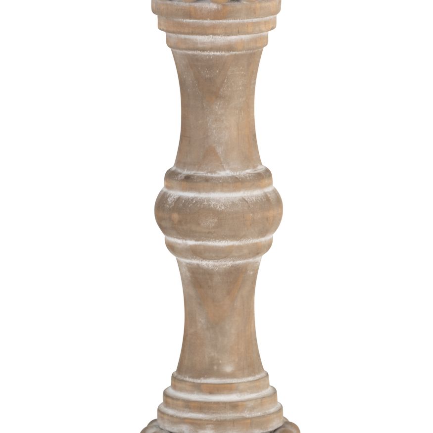 Sagebrook 13" Wood Banded Bead Candle Holder - Antique White