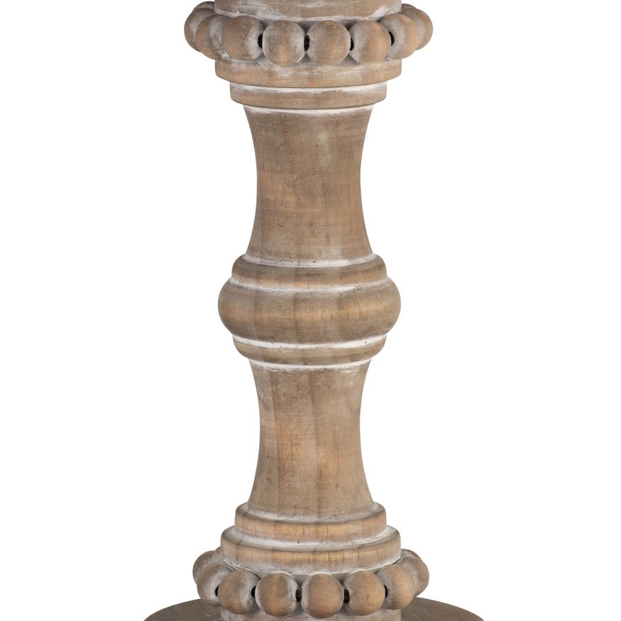 Sagebrook 11" Wood Banded Bead Candle Holder - Antique White